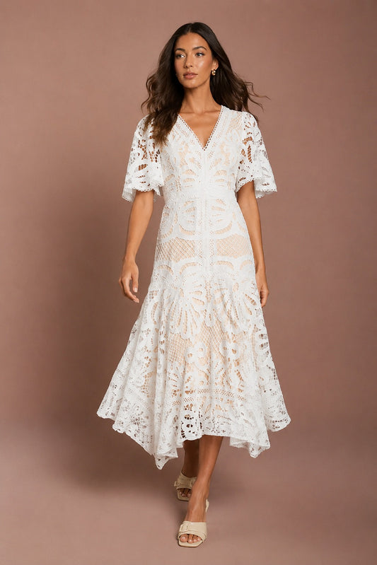 Floral Lace Midi Dress