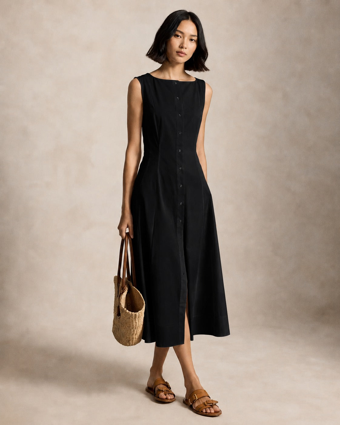 Panelled Cotton Midi Dress
