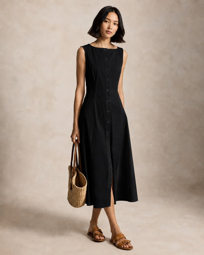 Panelled Cotton Midi Dress