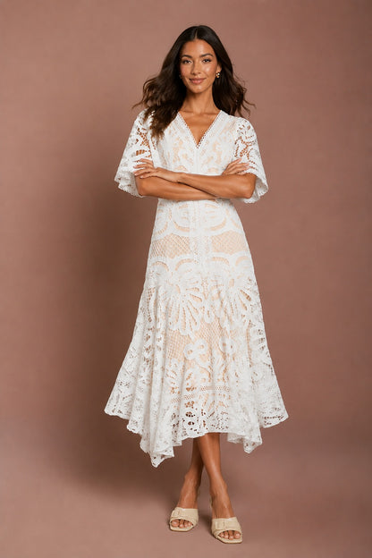 Floral Lace Midi Dress